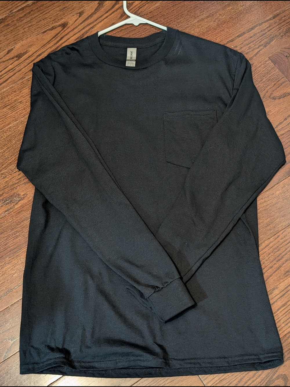 Classic Black Long-Sleeve Pocket Tee - Gildan